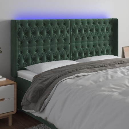 Tête de lit à LED Vert foncé 183x16x118/128 cm Velours  