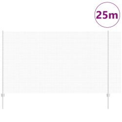 Clôture en fil soudé avec 22 poteaux U Argent 1.4x25 m Acier 