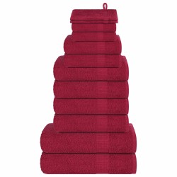 Ensemble de serviettes 12 pcs bordeaux 360 g/m² 100% coton 