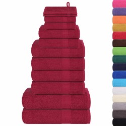 Ensemble de serviettes 12 pcs bordeaux 360 g/m² 100% coton 