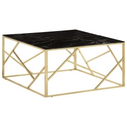 Table basse doré acier inoxydable et verre trempé 