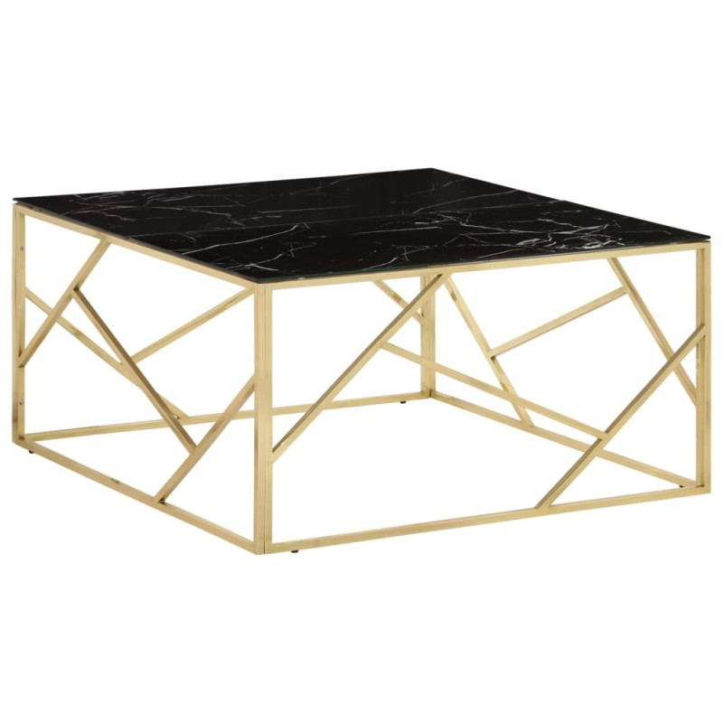 Table basse doré acier inoxydable et verre trempé Table basse doré acier inoxydable et verre trempé