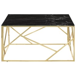 Table basse doré acier inoxydable et verre trempé 