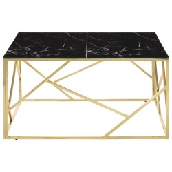 Table basse doré acier inoxydable et verre trempé 