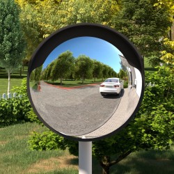 Miroir de traffic convexe d'extérieur Noir Ø45 cm Polycarbonate 