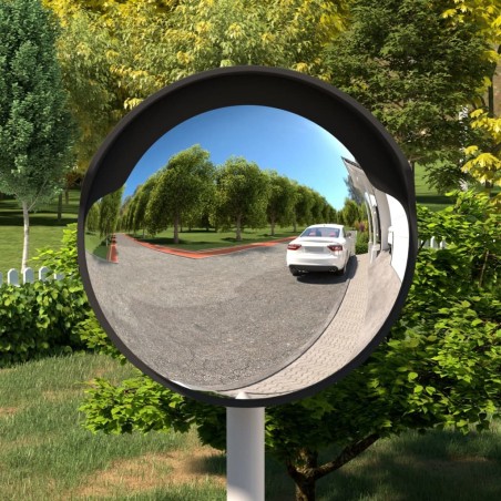Miroir de traffic convexe d'extérieur Noir Ø45 cm Polycarbonate 