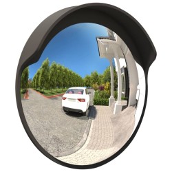 Miroir de traffic convexe d'extérieur Noir Ø45 cm Polycarbonate 