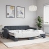 Lit de jour avec gigogne sans matelas gris foncé 90x190 cm 