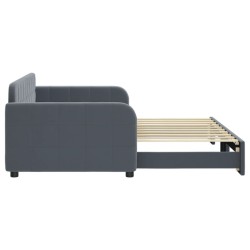 Lit de jour avec gigogne sans matelas gris foncé 90x190 cm 
