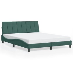 Cadre de lit avec lumières LED vert foncé 160x200 cm velours 