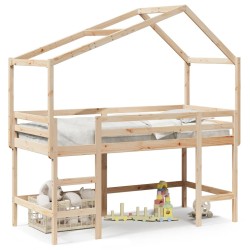 Lit superposé avec échelle et toit sans matelas 90x190 cm 