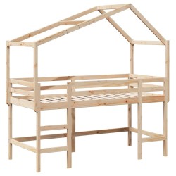 Lit superposé avec échelle et toit sans matelas 90x190 cm 
