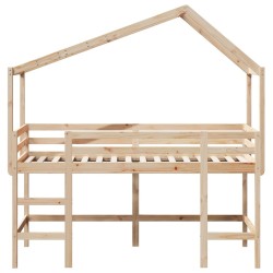 Lit superposé avec échelle et toit sans matelas 90x190 cm 
