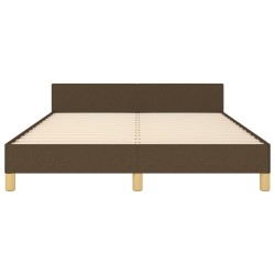 Cadre de lit sans matelas marron foncé 140x190 cm tissu 
