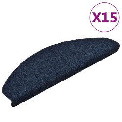 Tapis d'escalier autocollants 15 pcs Bleu 65x21x4 cm Aiguilleté 