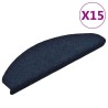 Tapis d'escalier autocollants 15 pcs Bleu 65x21x4 cm Aiguilleté 