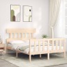 Cadre de lit sans matelas bois de pin massif 