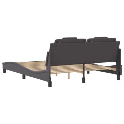 Cadre de lit sans matelas gris 160x200 cm similicuir 
