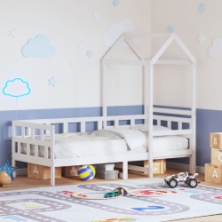 Lit de jour avec toit sans matelas blanc 90x190 cm bois massif 