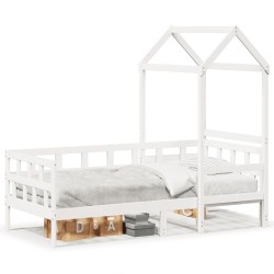 Lit de jour avec toit sans matelas blanc 90x190 cm bois massif 
