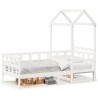 Lit de jour avec toit sans matelas blanc 90x190 cm bois massif 