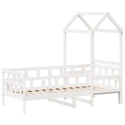 Lit de jour avec toit sans matelas blanc 90x190 cm bois massif 
