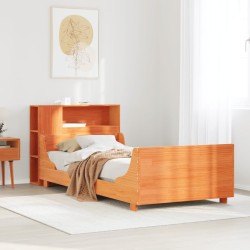 Cadre de lit sans matelas cire marron 90x200 cm bois pin massif 