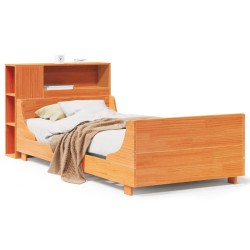 Cadre de lit sans matelas cire marron 90x200 cm bois pin massif 