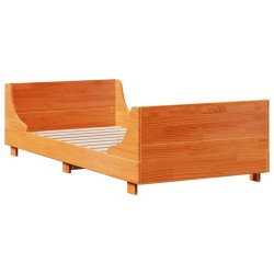 Cadre de lit sans matelas cire marron 90x200 cm bois pin massif 