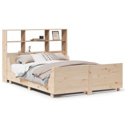 Lit bibliothèque sans matelas 120x200 cm bois massif 