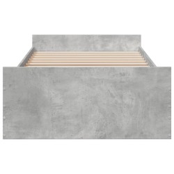 Cadre de lit avec tiroirs sans matelas gris béton 100x200 cm 