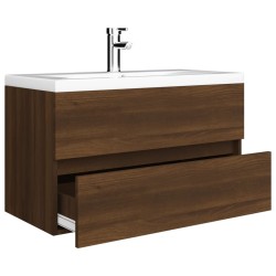 Meuble lavabo avec bassin intégré Chêne brun Bois d'ingénierie 
