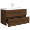 Meuble lavabo avec bassin intégré Chêne brun Bois d'ingénierie 