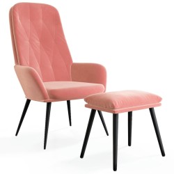 Chaise de relaxation avec repose-pied Rose Velours 