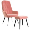 Chaise de relaxation avec repose-pied Rose Velours 