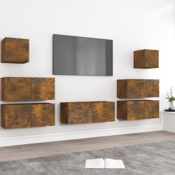 Ensemble de meubles TV 7 pcs Chêne fumé Bois d'ingénierie 
