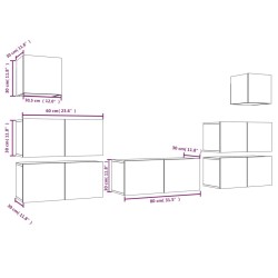 Ensemble de meubles TV 7 pcs Chêne fumé Bois d'ingénierie 