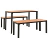 Ensemble à manger de jardin 3 pcs acier et WPC marron et noir 