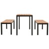 Ensemble à manger de jardin 3 pcs acier et WPC marron et noir 