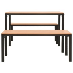 Ensemble à manger de jardin 3 pcs acier et WPC marron et noir 