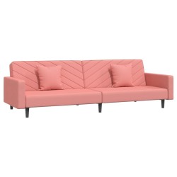 Canapé-lit à 2 places avec deux oreillers Rose Velours 