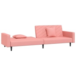 Canapé-lit à 2 places avec deux oreillers Rose Velours 