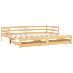 Lit coulissant sans matelas 2x(90x200) cm Bois de pin massif 