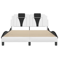 Cadre de lit sans matelas blanc et noir 140x200 cm similicuir 