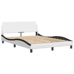 Cadre de lit sans matelas blanc et noir 140x200 cm similicuir 