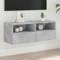 Meuble TV mural gris béton 80x30x30 cm bois d'ingénierie 