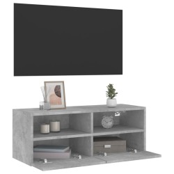 Meuble TV mural gris béton 80x30x30 cm bois d'ingénierie 