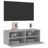 Meuble TV mural gris béton 80x30x30 cm bois d'ingénierie 
