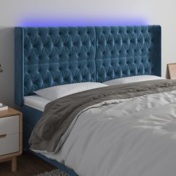 Tête de lit à LED Bleu foncé 183x16x118/128 cm Velours 