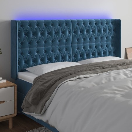Tête de lit à LED Bleu foncé 183x16x118/128 cm Velours 
